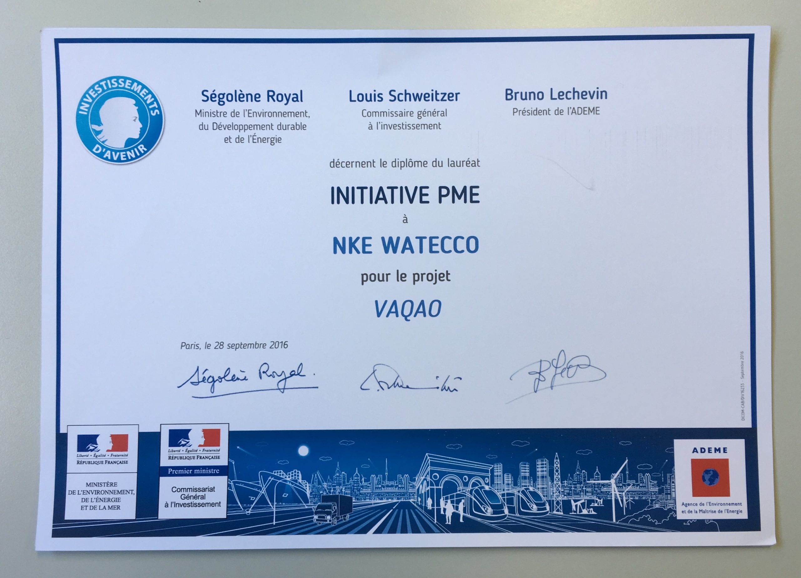 Projet VAQAO : lauréat Initiative PME
